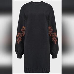 Killstar Black Sweater with Rust Leaf Accents